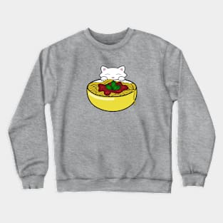 Cat eating spaghetti Crewneck Sweatshirt